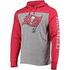 Buccaneers  Hoodie Slate Grey Men's Tampa Bay Large NFL Fleece New Logo Red Tall